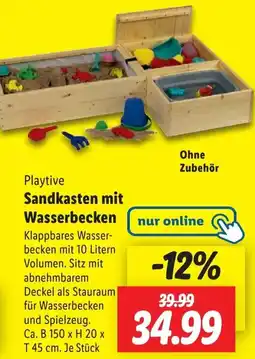 Lidl Playtive Sandkasten mit Wasserbecken Angebot