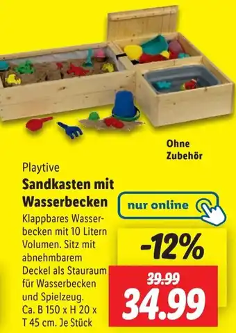 Lidl Playtive Sandkasten mit Wasserbecken Angebot