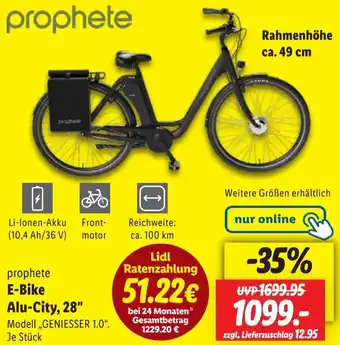 Lidl prophete E-Bike Alu-City, 28" Angebot