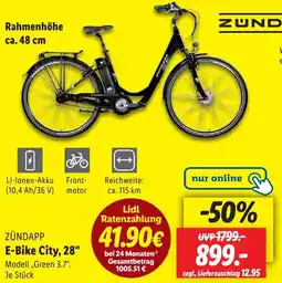 Lidl ZÜNDAPP E-Bike City, 28" Angebot