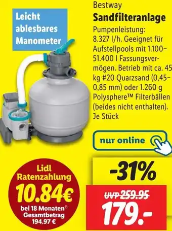 Lidl Bestway Sandfilteranlage Angebot