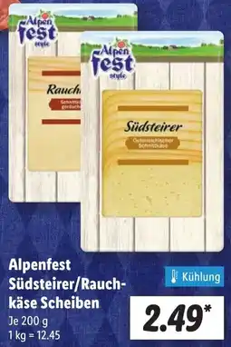 Lidl Alpenfest Südsteirer/Rauchkäse Scheiben Angebot
