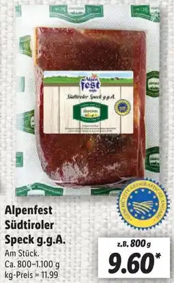 Lidl Alpenfest Südtiroler Speck g.g.A. Angebot