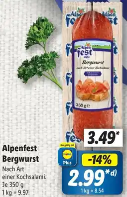 Lidl Alpenfest Bergwurst Angebot
