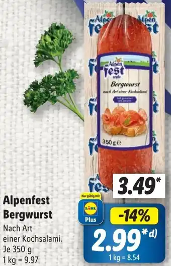 Lidl Alpenfest Bergwurst Angebot
