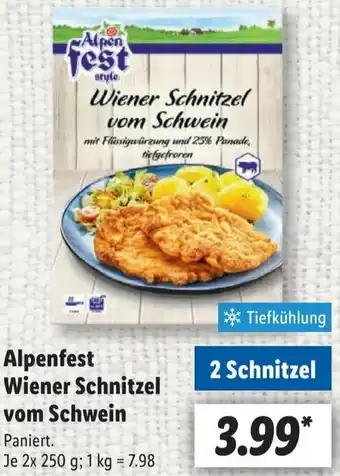 Lidl Alpenfest Wiener Schnitzel vom Schwein Angebot