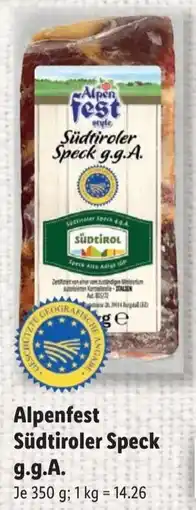 Lidl Alpenfest Südtiroler Speck g.g.A. Angebot