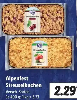 Lidl Alpenfest Streuselkuchen Angebot
