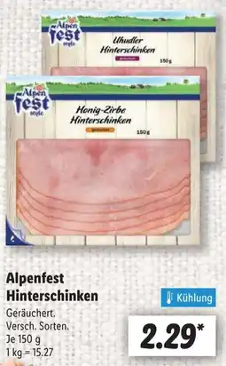 Lidl Alpenfest Hinterschinken Angebot