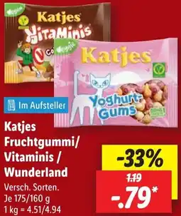 Lidl Katjes Fruchtgummi/ Vitaminis / Wunderland Angebot