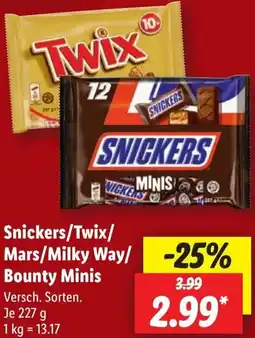 Lidl Snickers/Twix/ Mars/Milky Way/ Bounty Minis Angebot