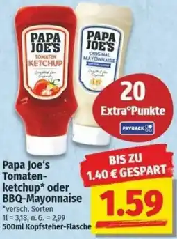 NP Discount Papa Joe's Tomatenketchup oder BBQ-Mayonnaise Angebot