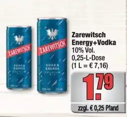 Profi Getränke Zarewitsch Energy+Vodka Angebot