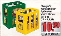 Profi Getränke Stenger's Apfelsaft oder Apfelwein Angebot
