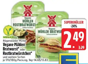 Edeka Rügenwalder Mühle Vegane Mühlen Bratwurst oder Rostbratwürstchen Angebot