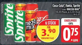 Edeka Coca-Cola, Fanta, Sprite oder mezzo mix Angebot