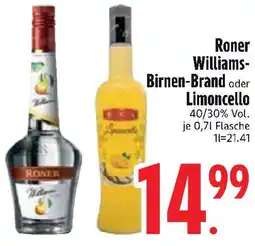 Edeka Roner Williams- Birnen-Brand oder Limoncello Angebot