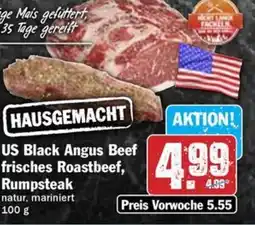 Hit US Black Angus Beef frisches Roastbeef, Rumpsteak Angebot