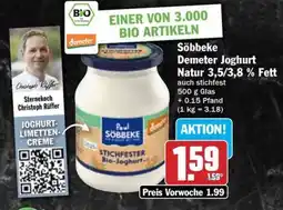 Hit Söbbeke Demeter Joghurt Natur 3,5/3,8% Fett Angebot