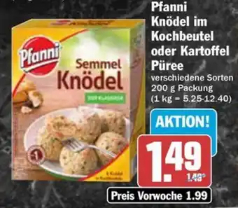 Hit Pfanni Knödel im Kochbeutel oder Kartoffel Püree Angebot