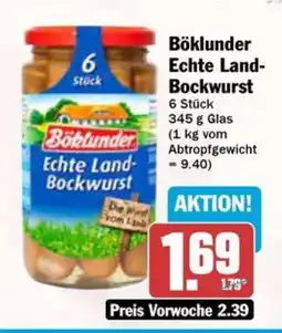 Hit Böklunder Echte Land- Bockwurst Angebot