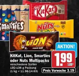 Hit KitKat, Lion, Smarties oder Nuts Multipacks Angebot
