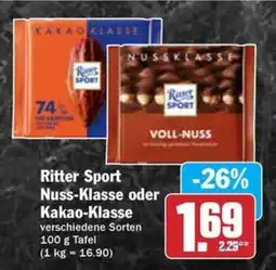 Hit Ritter Sport Nuss-Klasse oder Kakao-Klasse Angebot