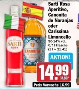 Hit Sarti Rosa Aperitivo, Canonita de Naranjas oder Carissima Limoncello Angebot