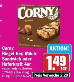 Hit Corny Riegel 6er, Milch- Sandwich oder Haferkraft 4er Angebot