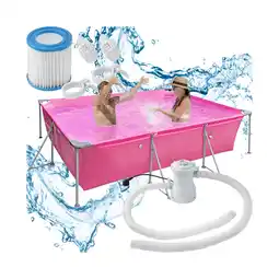 Netto Marken-Discount tectake Swimming Pool, rechteckig, reißfestes PVC-Gewebe, solider Stahlrahmen Angebot