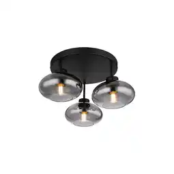 Netto Marken-Discount Deckenleuchte, schwarz, Glas rauchfarben, H 29 cm Angebot