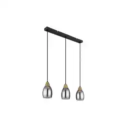 Netto Marken-Discount Hängelampe, Metall, Holzoptik, Glas rauchfarben, L 55 cm Angebot