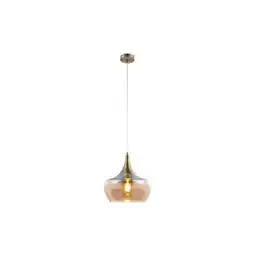 Netto Marken-Discount Hängeleuchte, messing antik, Glas amberfarben, H 150 cm Angebot