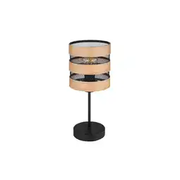 Netto Marken-Discount Tischleuchte, Metall, Holz, Gitterschirm, schwarz, H 33,5 cm Angebot