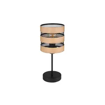 Netto Marken-Discount Tischleuchte, Metall, Holz, Gitterschirm, schwarz, H 33,5 cm Angebot