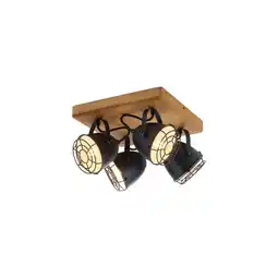Netto Marken-Discount Deckenleuchte, Metall Holz, schwarz, Spots beweglich, L 31cm Angebot