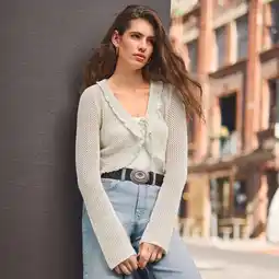 NKD Damen-Strick-Ajour-Cardigan mit Rüschen Angebot