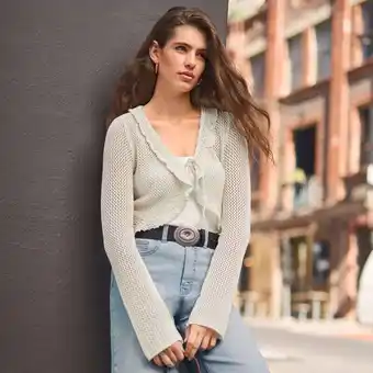 NKD Damen-Strick-Ajour-Cardigan mit Rüschen Angebot