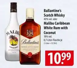 Famila Nord Ost Ballantine’s Scotch Whisky oder Malibu Caribbean White Rum with Coconut Angebot