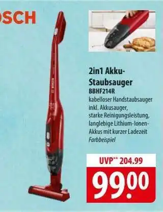 Famila Nord Ost 2in1 Akku-Staubsauger BBHF214R Angebot
