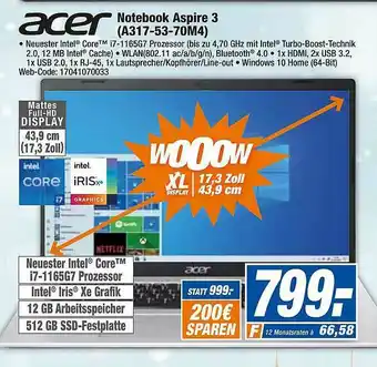 HEM Expert Acer Notebook Aspire 3 (a317-53-70m4) Angebot