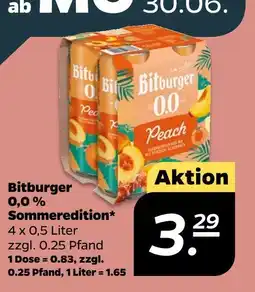 NETTO Bitburger 0,0 % sommeredition peach Angebot