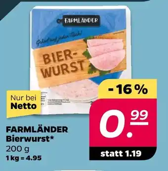 NETTO Farmländer bierwurst Angebot