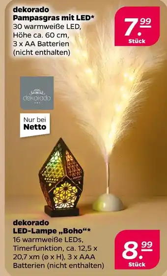 NETTO Dekorado pampasgras mit led oder led-lampe „boho“ Angebot