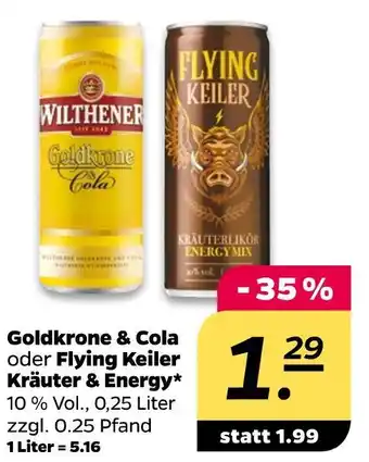 NETTO Wilthener goldkrone & cola oder flying keiler kräuter & energy Angebot