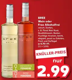 Kaufland BREE Wein oder Free Alkoholfrei Angebot
