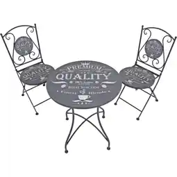 Netto Marken-Discount 3tlg. Landhaus Bistro Set Balkon Terrasse Metall antik Shabby grau Sitzgruppe Angebot
