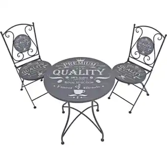 Netto Marken-Discount 3tlg. Landhaus Bistro Set Balkon Terrasse Metall antik Shabby grau Sitzgruppe Angebot