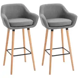 Netto Marken-Discount HOMCOM Barhocker Buchenholzbeine, Metall, Schaumstoff, Leinen Angebot