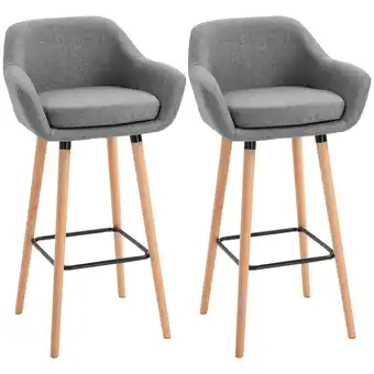 Netto Marken-Discount HOMCOM Barhocker Buchenholzbeine, Metall, Schaumstoff, Leinen Angebot